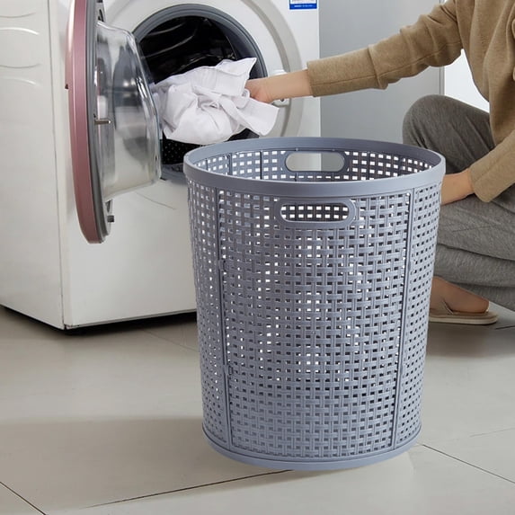 YIMWNYI Household Plastic Clothes Storage Basket, Durable Laundry Hamper with Handles for Easy Transport, Hollow Design for Ventilation, Smooth Finish to Prevent Damage, Ideal for Organizing Clothes