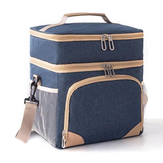 YIMWNYI Insulated Lunch Box for Women, Leakproof Cooler Bag with Adjustable Shoulder Strap, Personalized Adult Lunch Bag for Work, Picnic, Camping, Multi-Pocket Design, Gray & Navy