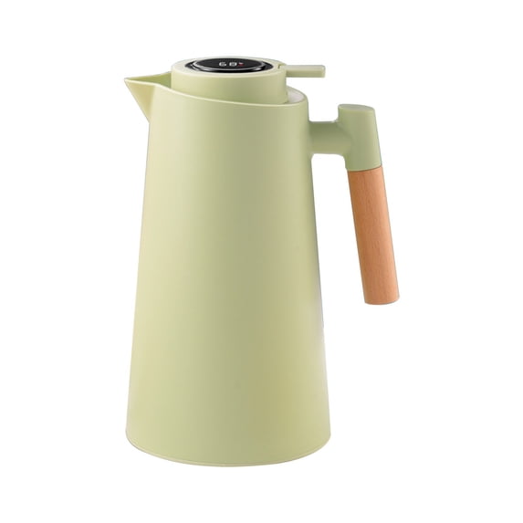 YIMWNYI Intelligent Household Insulation Pot, Double Glass Liner, Beech Wood Handle, Leak-Proof, One-Button Pour, Powerful Heat Preservation Smart Kettle for Hot Beverages