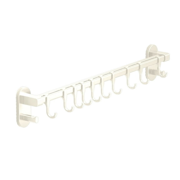 YIMWNYI Kitchen Hook Rack, No Hole Hanging Rod, Wall Mounted Storage, Multifunctional Pot Shovel Spoon Organizer, Durable Aluminum, Space Saving, Easy Installation, Stylish Design