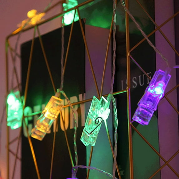 YIMWNYI LED Photo Clip Light String, White Battery-Powered Photo Clip String Lights for Wall, Room Decor, Holiday, Wedding, Bedroom, Dorm, and Party Decoration