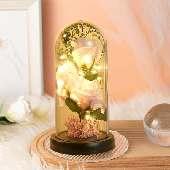YIMWNYI LED Plastic Rose with Wooden Base, Colorful Galaxy Rose, Perfect Gift for Valentine's Day, Wedding, Anniversary, Birthday, Mother's Day