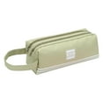 thumbnail image 1 of YIMWNYI Large Capacity Double-layer Canvas Pencil Case, Portable Zipper Pencil Pouch with Double-pull Design, Medium Soft and Durable, Ideal for Office and Home Use, Stripe Pattern, 1 of 7