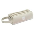 thumbnail image 1 of YIMWNYI Large Capacity Double-layer Canvas Pencil Case, Portable Zipper Pencil Pouch with Double-pull Design, Medium Soft and Durable, Ideal for Office and Home Use, Stripe Pattern, 1 of 7