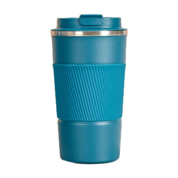 YIMWNYI Leather Cover Coffee Cup, Portable Stainless Steel Thermal Mug for Men & Women, Double-Wall Vacuum Insulated Travel Tumbler with Heat Dissipation Holes, 12H Hot/Cold Retention