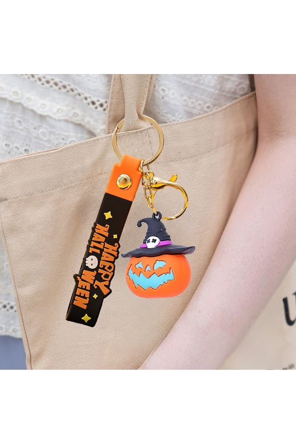 Luminous Keychain Pendant, Pumpkin Lantern, Halloween Gift, Cute Backpack Accessory, Flexible PVC Strap, Fun Decorative Pendant