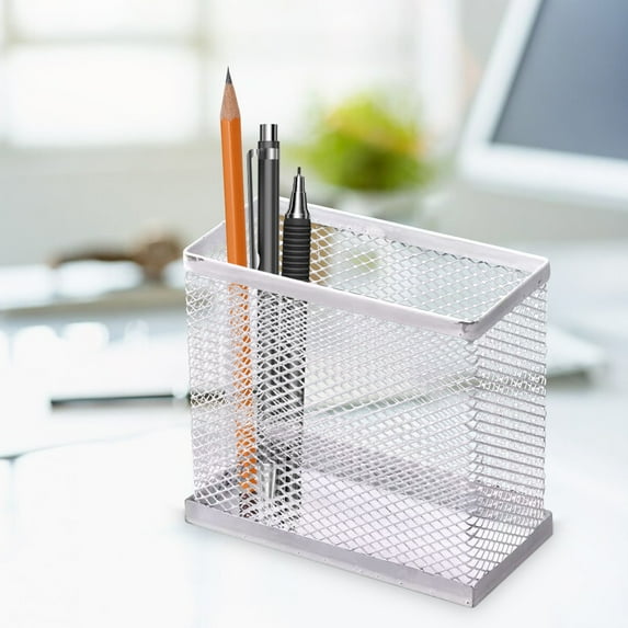 YIMWNYI Metal Mesh Pen Storage Box, Compact Desk Organizer for Office Supplies, Wall-Mounted or Desktop Storage for Pens, Pencils, Makeup Brushes, and Small Items, Space-Saving Design
