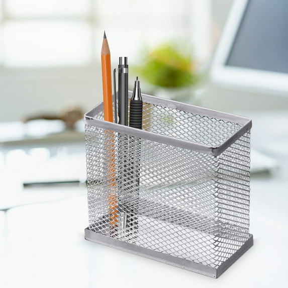 YIMWNYI Metal Mesh Pen Storage Box, Compact Desk Organizer for Office Supplies, Wall-Mounted or Desktop Storage for Pens, Pencils, Makeup Brushes, and Small Items, Space-Saving Design