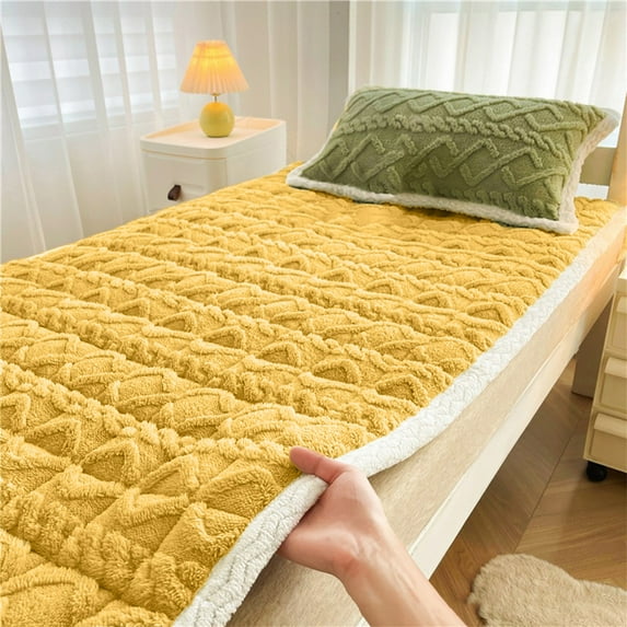 YIMWNYI Milk Flannel Mattress, Warm Non-Slip Futon Bed Mattress, Thickened Fluffy Upholstery, Cozy Flannel Fabric, Easy to Clean, Double-Sided Edging
