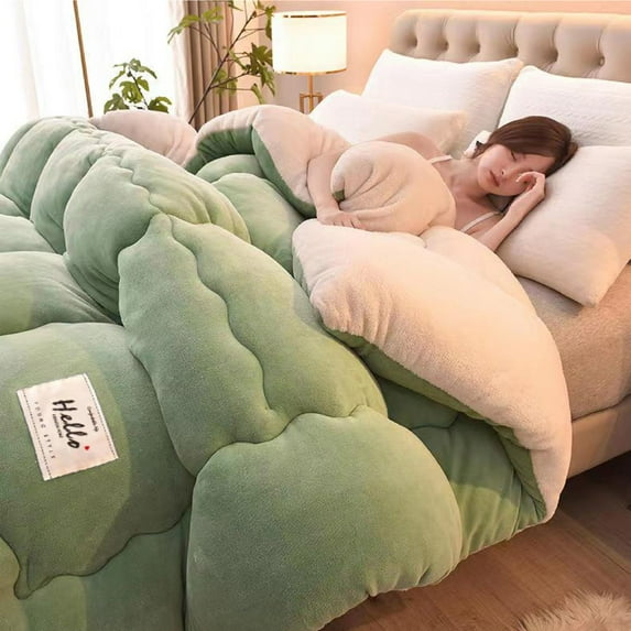 YIMWNYI Milk Fleece Thickened Winter Quilt, Warm Comforter, Soft Flannel Blanket, Lightweight and Portable, Breathable Bedding for Cold Weather, Cozy Winter Throws