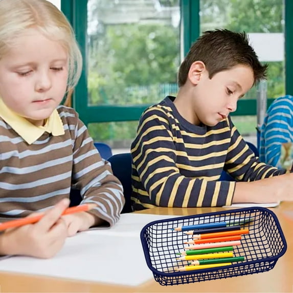 YIMWNYI Miscellaneous Iron Storage Basket, Compact Desk Organizer for Stationery, Iron Art Storage Box, Portable Storage Basket for Office & Desktop, Sky Blue/Yellow/Blue