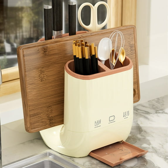 YIMWNYI MultiFunctional Knife Block Organizer, Kitchen Utensil Holder, Knife Storage Solution, Durable Plastic Design, Easy Access Kitchen Storage, NonSlip Base, Water Collection Tray