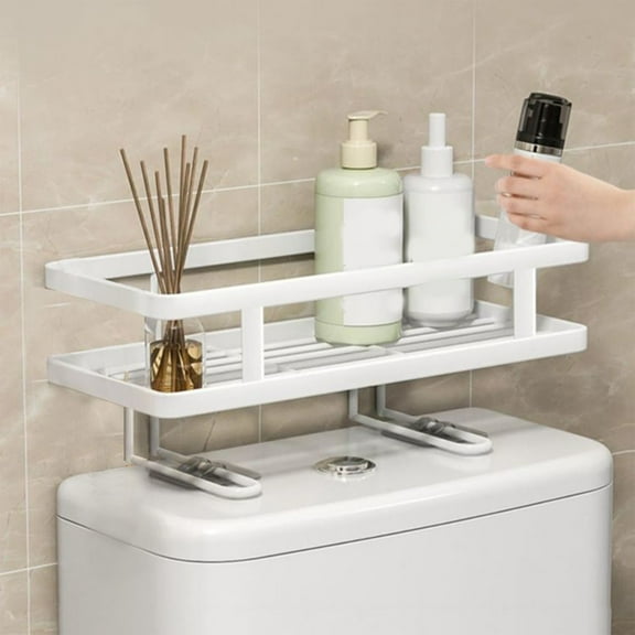 YIMWNYI Multifunctional Bathroom Storage Rack, Toilet Tank Top Organizer, Easy Install Iron Shelf for Toiletries, Shower Supplies, Space-Saving Design, Durable & Stylish