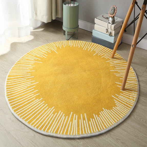 YIMWNYI Non-Shedding Round Short Hair Rug, Stain Resistant, Easy to Clean, Kid and Pet-Friendly, Modern Style for Living Room, Bedroom, Low Pile, Washable, Anti-Slip Backing