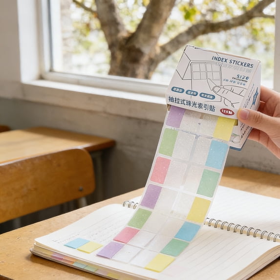 YIMWNYI Pearl Finish Pull Out Index Tabs Sticky Notes Labels, Writable Adhesive Organizers for Office and School, Document Annotation and Planner Decoration, Compact and Portable Note Labels