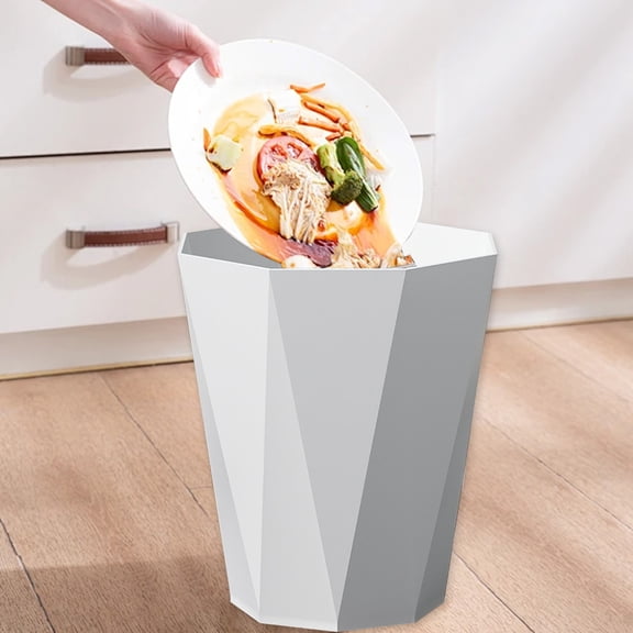 YIMWNYI Plastic Kitchen Trash Can Bedroom Bathroom Large Lidless Press Ring Garbage Bin, Slim Design, Easy to Clean, Space Saving, Suitable for Office, Bathroom, Bedroom, and More