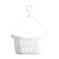 YIMWNYI Plastic Storage Basket with Hooks, Rectangular Hanging Organizer for Kitchen, Bathroom, and Travel, Large Capacity with Drainage Holes, Lightweight and Easy to Lift