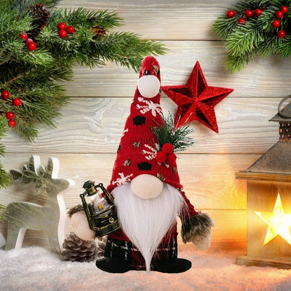 YIMWNYI Plush Knitted Hat Figurine Faceless Rudolph Ornament, Christmas Decoration, Cute Gnome Doll, Holiday Home Decor, Scandinavian Style, Festive Ornaments