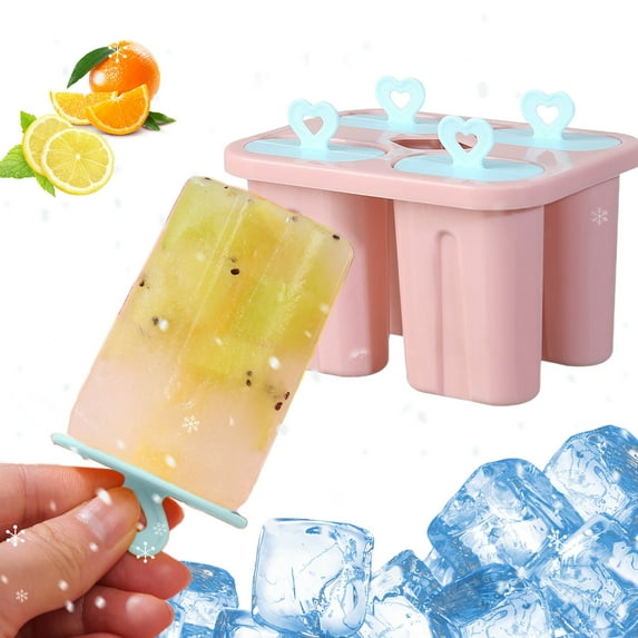 YIMWNYI Popsicle Molds for Homemade Ice Cream, Ice Cream Maker, Easy Release Molds for Yogurt and Puree, Perfect for Summer Treats, Dishwasher Safe, 4 Grids Design
