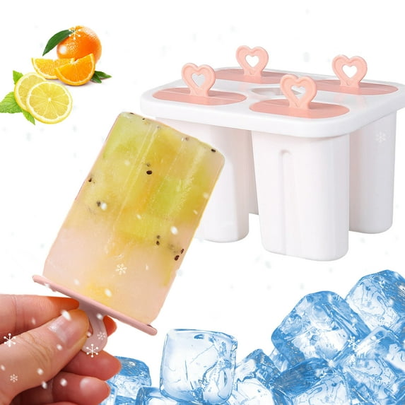 YIMWNYI Popsicle Molds for Homemade Ice Cream, Ice Cream Maker, Easy Release Molds for Yogurt and Puree, Perfect for Summer Treats, Dishwasher Safe, 4 Grids Design
