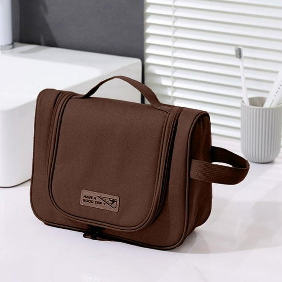 YIMWNYI Portable Hanging Toiletry Bag, Large Capacity Travel Cosmetic Storage Organizer, Waterproof Multi-Compartment Makeup Bag for Vacation, Luggage, and Office, Compact & Stylish