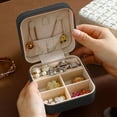 thumbnail image 1 of YIMWNYI Portable Jewelry Storage Box for Earrings and Rings, Stylish Leather Jewelry Organizer, Multi-Grid Travel Case, Compact and Lightweight, Perfect for Small Jewelry Accessories, 1 of 6