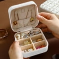 thumbnail image 1 of YIMWNYI Portable Jewelry Storage Box for Earrings and Rings, Stylish Leather Jewelry Organizer, Multi-Grid Travel Case, Compact and Lightweight, Perfect for Small Jewelry Accessories, 1 of 6