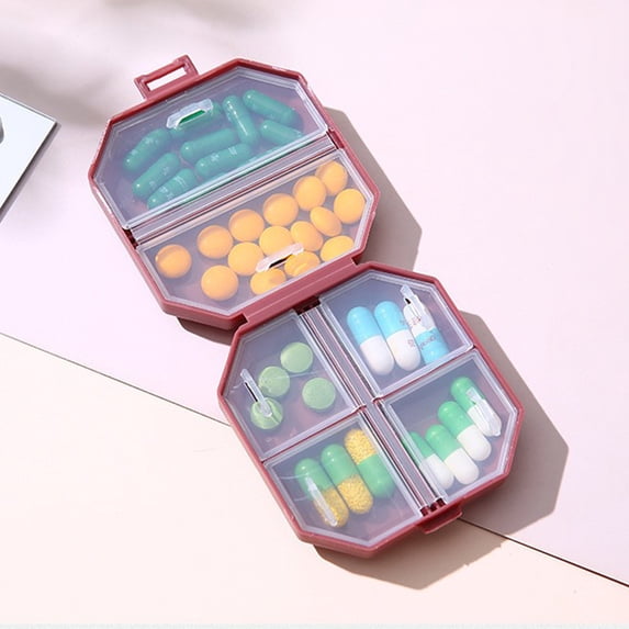 YIMWNYI Portable Plastic Storage Box Mini Travel Organizer, Six Space VC Classifier, Weekly Pill Organizer, Nutritional Supplement Container, Handy Vitamin Storage Solution
