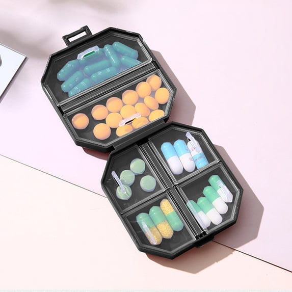 YIMWNYI Portable Plastic Storage Box Mini Travel Organizer, Six Space VC Classifier, Weekly Pill Organizer, Nutritional Supplement Container, Handy Vitamin Storage Solution