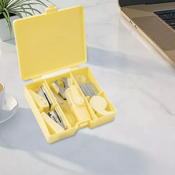 YIMWNYI Portable Punch Stapler Tool Box Set, Multi-functional Office Supplies Organizer, Durable Plastic for Professionals, Compact and Lightweight Storage for Stationery Essentials