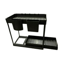 YIMWNYI Pull-Out Under Sink Organizer with Sliding Drawer – 2-Tier Multi-Purpose Storage Shelf for Kitchen, Bathroom, and Cabinet – Easy Installation, Compact Design, with Hooks and Cups