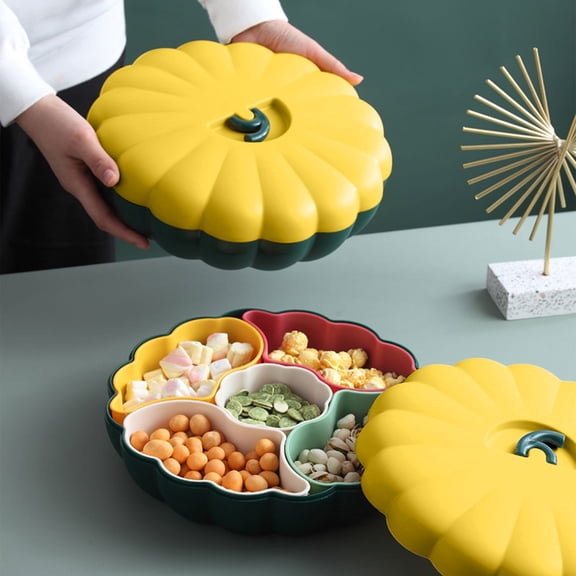 YIMWNYI Pumpkin Candy Box, Multi Tier Snack Organizer, Festive Dried Fruit Tray, Stylish Holiday Decor, Toothpick Holder Included, Unique Centerpiece for Gatherings