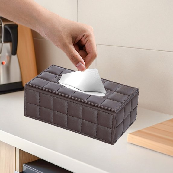 YIMWNYI Rectangular PU Leather Tissue Box Cover, Stylish Tissue Holder, Magnetic Bottom Design, Elegant Decor for Bathroom, Office, Car, Easy to Clean, Waterproof, Organized Tissue Storage