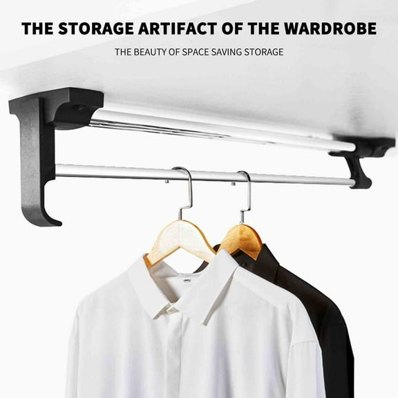YIMWNYI Retractable Mounted Clothes Hanging Rack for Wardrobe and Cabinet, Adjustable Push-Pull Movable Crossbar Clothes Hanging System