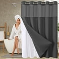 thumbnail image 1 of YIMWNYI Reversible Double Large Ring Shower Curtain - Heavy Duty Polyester, Waterproof & Magnetic Design for Easy Installation, Ideal for Bathrooms, RVs, and More, 1 of 6