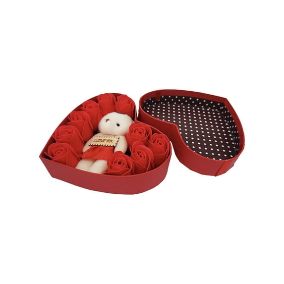 YIMWNYI Rose Gift Box Soap Flower Bear - Valentine's Day, Birthday, Girlfriend Gift, Red Rose Flower Box, Romantic Gift for Her, Qixi Festival, Anniversary, Surprise for Loved One