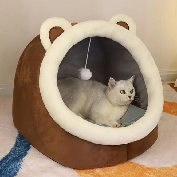 YIMWNYI Semi Enclosed Cat Bed, Warm Dog Bed, Soft Cushion, Cozy Pet Nest, Removable and Washable, Durable Material for Cats and Small Dogs