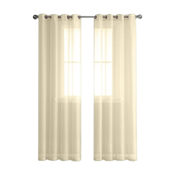 YIMWNYI Semi Sheer Curtains for Bedroom, Linen Grommet Window Drapes with Light Through, Vintage and Casual Style, Wrinkle-Free, Easy Care, Suitable for Living Room and More