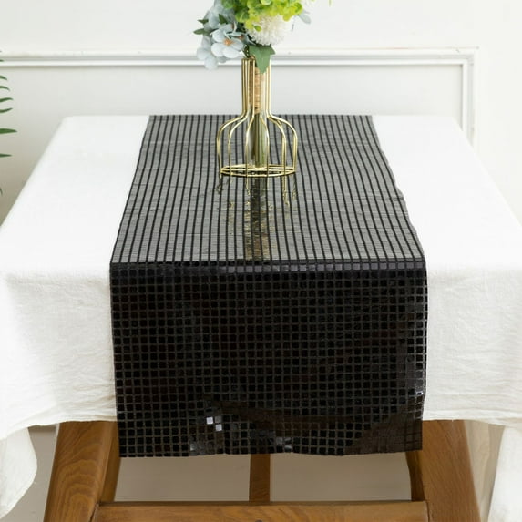 YIMWNYI Sequin Table Runner 11.81 x 108 Inches, Mirror Foil Table Decor for Wedding, Bachelorette Party, Holiday Celebrations, Elegant Table Decoration for Dining, Banquet, and Events