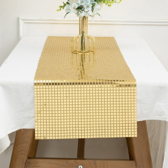 YIMWNYI Sequin Table Runner 11.81 x 108 Inches, Mirror Foil Table Decor for Wedding, Bachelorette Party, Holiday Celebrations, Elegant Table Decoration for Dining, Banquet, and Events