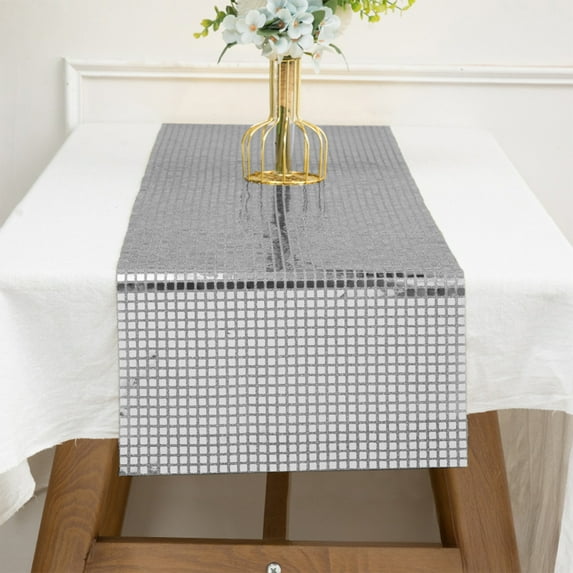 YIMWNYI Sequin Table Runner 11.81 x 108 Inches, Mirror Foil Table Decor for Wedding, Bachelorette Party, Holiday Celebrations, Elegant Table Decoration for Dining, Banquet, and Events