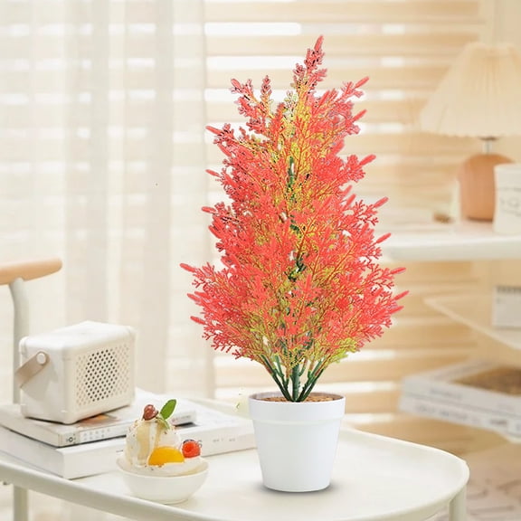 YIMWNYI Simulation Christmas Small Pinaster Cedar Tree, Artificial Bonsai Ornament, Home Decoration for Living Room, Festive Ambience, Realistic Design, Durable Plastic, Decorative Potted Tree