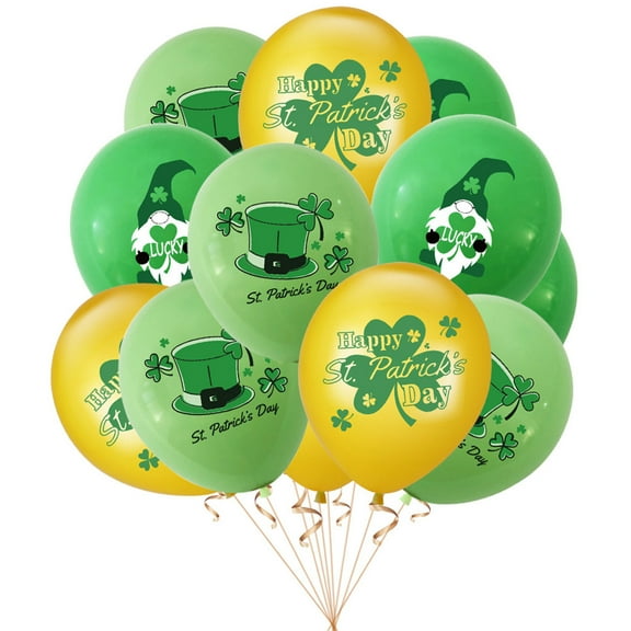 YIMWNYI St. Patrick's Day Balloons, 12 Inch Latex Balloons for St. Patrick's Day Party, Green and Gold Balloons Set, 15 PCS St. Patrick's Day Decorations