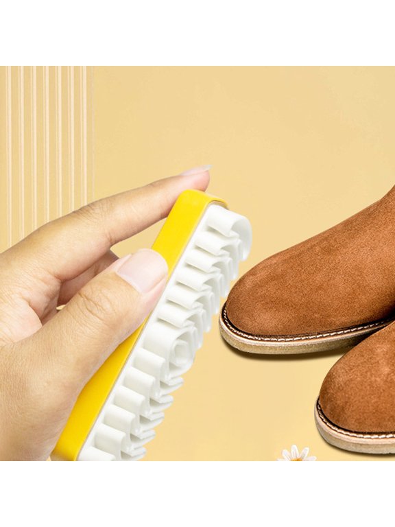 Suede Brush for Cleaning Snow Boots, Shoes, Velvet, Deerskin & Fabric Soft Microfiber Bristles, Durable Yellow Plastic Handle for Effective Decontamination & Protection