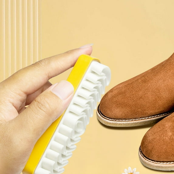 YIMWNYI Suede Brush for Cleaning Snow Boots, Shoes, Velvet, Deerskin & Fabric – Soft Microfiber Bristles, Durable Yellow Plastic Handle for Effective Decontamination & Protection