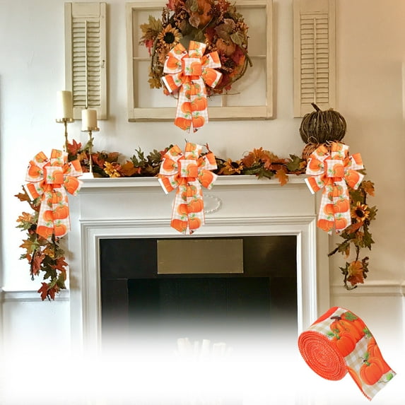 YIMWNYI Thanksgiving Ribbon, Decorative Cloth Ribbon, Fall Decor, Craft Supplies, Maple Leaf Pumpkin Theme, Wreaths and Gift Wrapping, Versatile Holiday Decorations