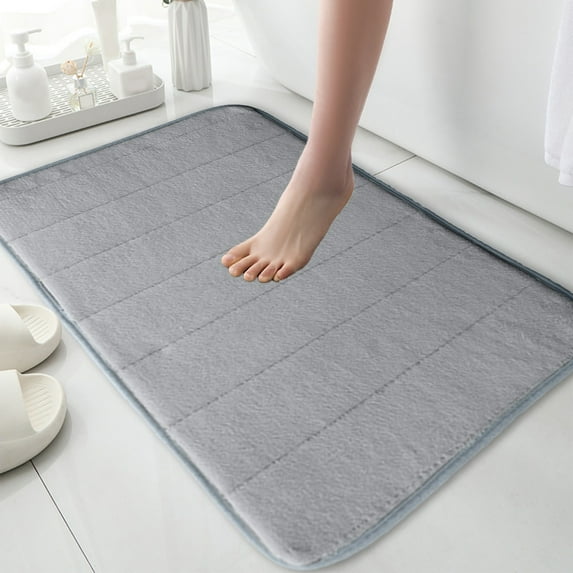 YIMWNYI Thickened Fleece Floor Mats Non-Slip Absorbent Kitchen Bathroom Rug Soft Comfortable Carpet Pad, Quilted Foam Mat for Entrance Door, Easy to Clean, Durable Home Decor