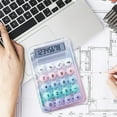 thumbnail image 1 of YIMWNYI Transparent Calculator, 8 Digit Mini Desktop Calculator with Big Buttons, Compact ABS Plastic Pocket Calculator, Energy Saving and Portable for Business and Office Use, 1 of 8