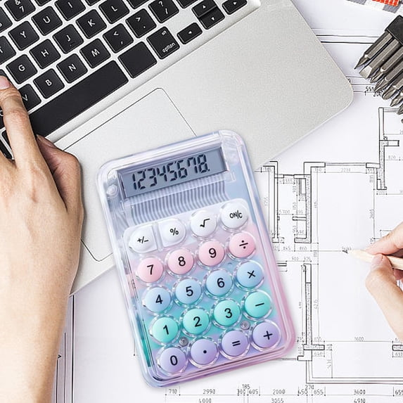 YIMWNYI Transparent Calculator, 8 Digit Mini Desktop Calculator with Big Buttons, Compact ABS Plastic Pocket Calculator, Energy Saving and Portable for Business and Office Use