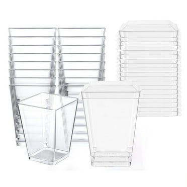 YIMWNYI Transparent Disposable Dessert Cups, 20PCS Plastic Pudding Cups with Lids, Stereoscopic Jelly Cups for Mini Cakes, Clear and Hygienic Sweet Treat Containers